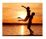 Malen nach Zahlen für Erwachsene XXL mit aufgespannter Staffelei Bild 50cm x 65cm Sonnenuntergang der Liebe